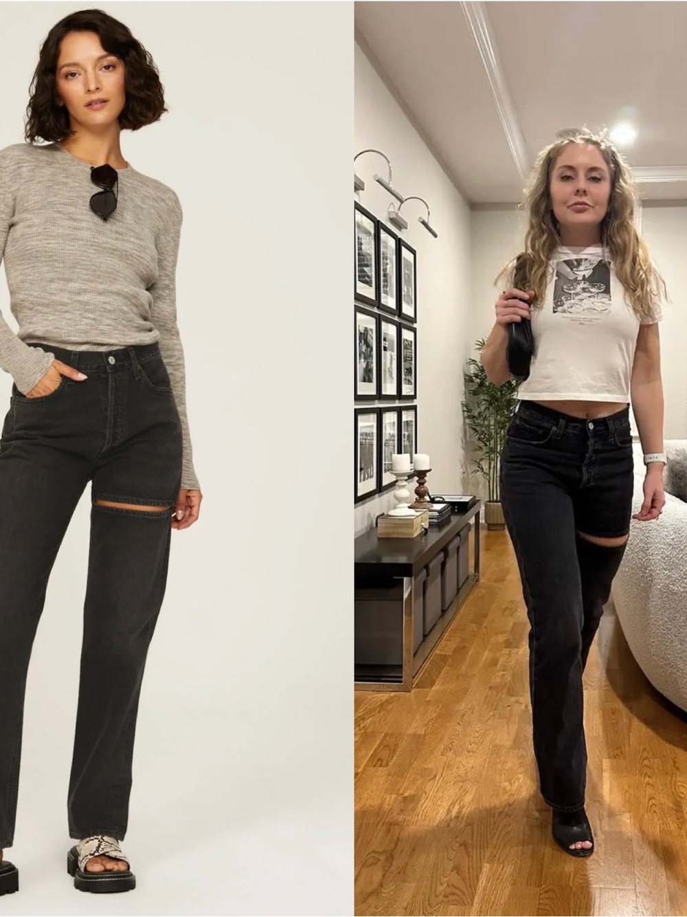 Agolde Lana Slice Straight Leg Jeans in Washed Black 27